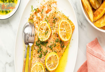 طرز تهیه ماهی سالمون در فر و خواص آن در بارداری